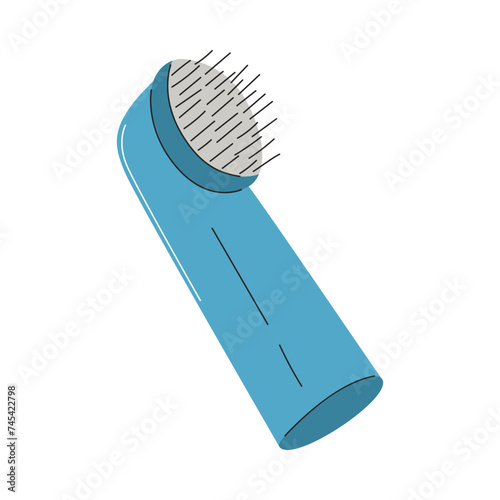 A toothbrush on your finger. Oral care for pets. A pet care item. Flat vector illustration isolated on a white background.