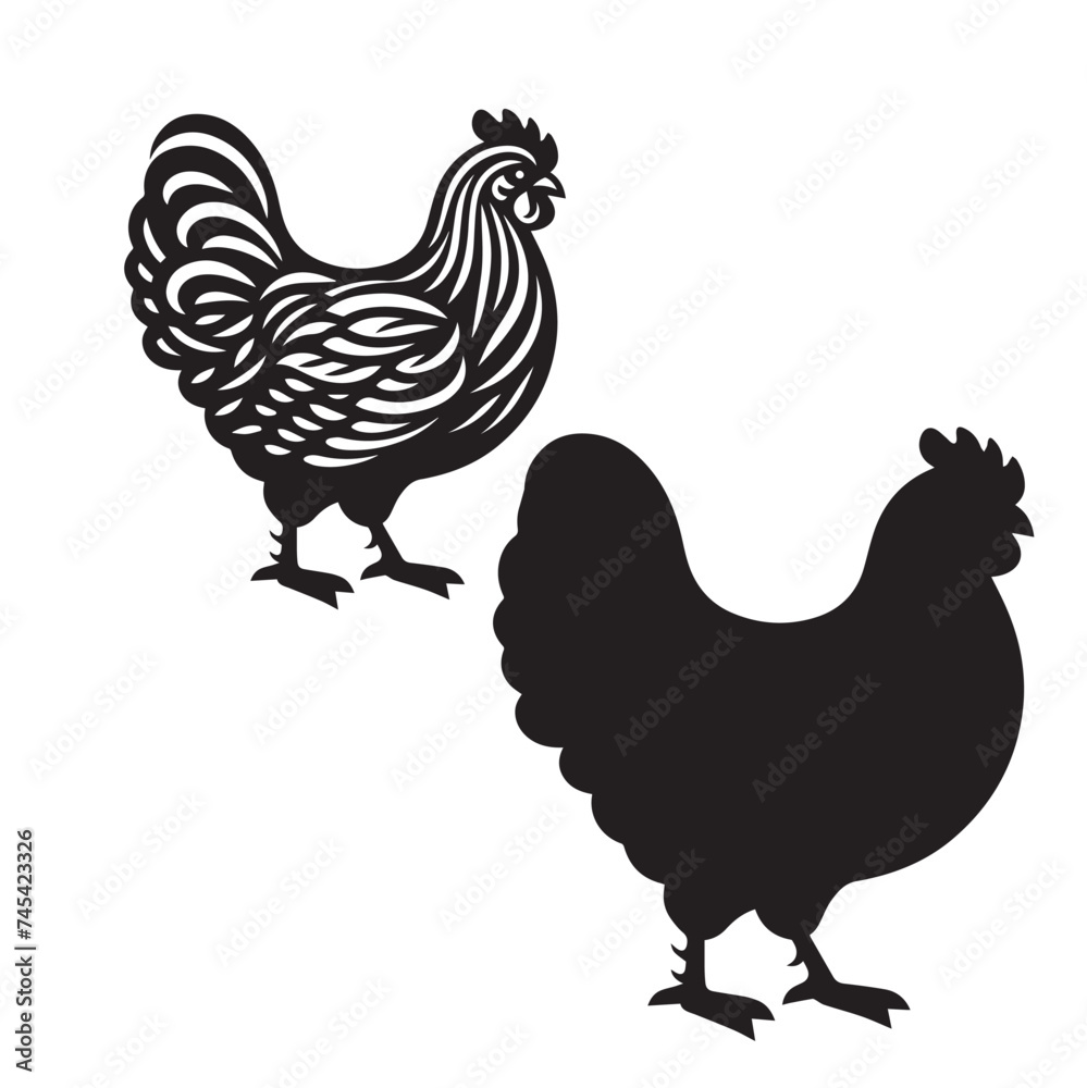 Elegant Hen Silhouette Vector - Minimalistic Poultry Farm Collection, Rural Charm: rooster, Hen and Chicken Outlines - Agriculture Vector Illustrations, Graceful Hen Silhouette, Cock silhouettes Elegant Hen Silhouette Vector - Minimalistic Poultry Farm Collection, Rural Charm: rooster, Hen and Chicken Outlines - Agriculture Vector Illustrations, Graceful Hen Silhouette, Cock silhouettes