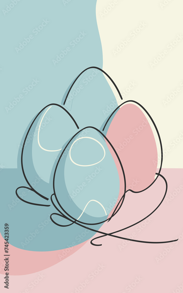 Easter card with Easter eggs in a minimalist style