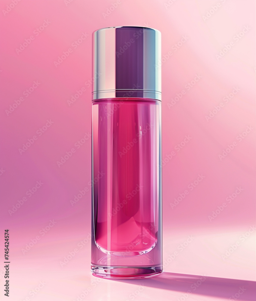Pink lip gloss flacon on pink background Pink lip gloss flacon on pink background
