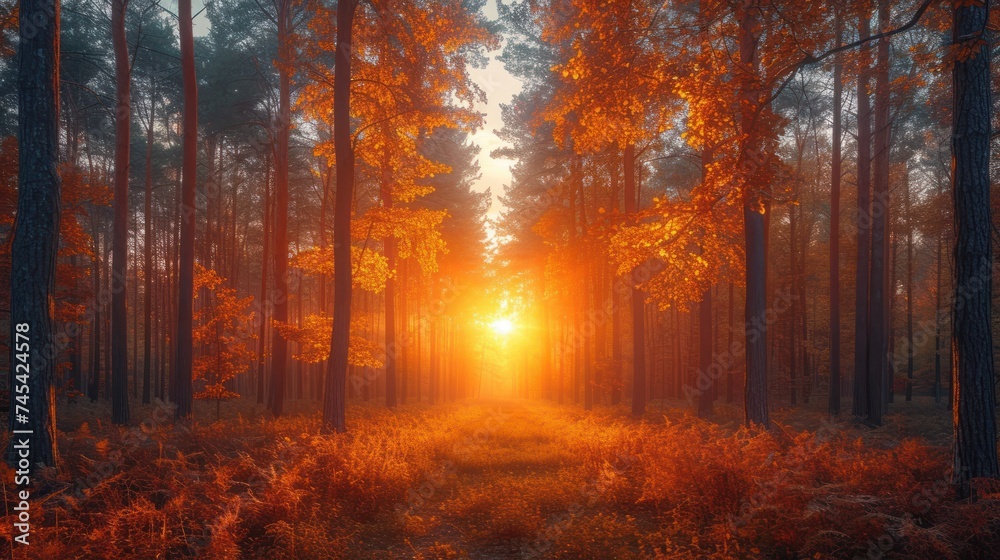 a path in the middle of a forest with the sun shining through the trees on either side of the path is a grassy area with tall grass and tall trees on both sides. a path in the middle of a forest with the sun shining through the trees on either side of the path is a grassy area with tall grass and tall trees on both sides.