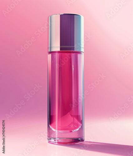 Pink lip gloss flacon on pink background