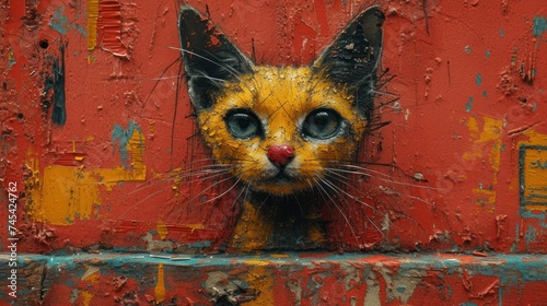 A Cat's Eyes, The Whiskers, A Cat's Face, The Wall Art. photo