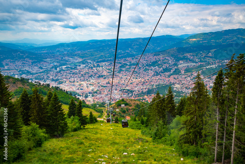 Panoramic View of Sarajevo from Trebević Mountain Cableway, Bosnia and Herzegovina