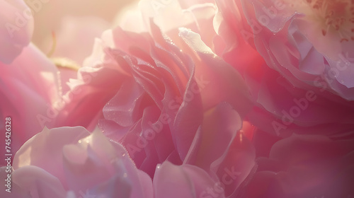 Delicada rosa rosa capturada com luz natural suave usando uma lente macro para destacar os detalhes intricados photo