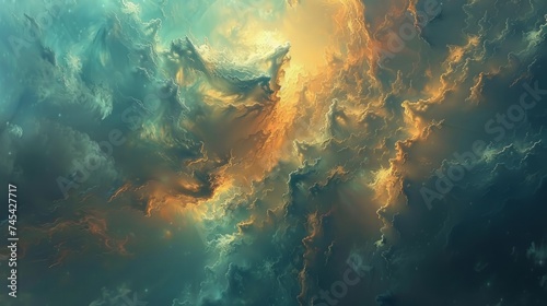 Cosmic clouds, stars, gaseous, for outer space theme science background, Giant deep space expansion and massive cosmic event © DZMITRY