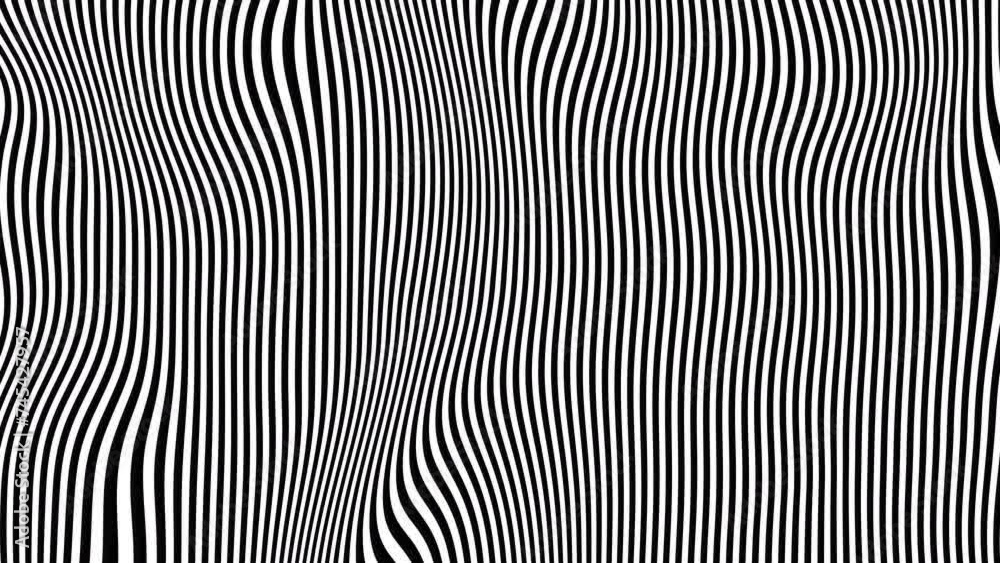 Optical illusion black and white with zig zag lines, in the style of creased crinkled wrinkled. Black and white monochrome