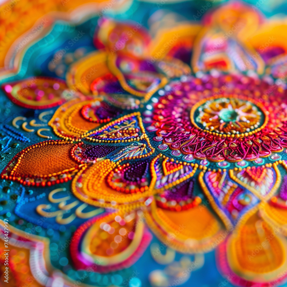 Colorful Hand-Drawn Mandala Art on Textured Surface