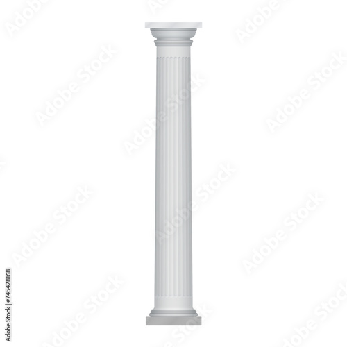 3D white column, Greek ancient pillar of marble stone for temple vector illustration