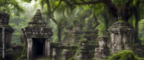 old ancient  ruins deep in the jungle