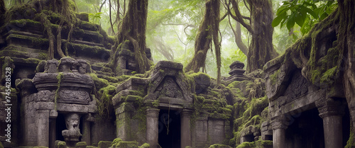 old ancient ruins deep in the jungle