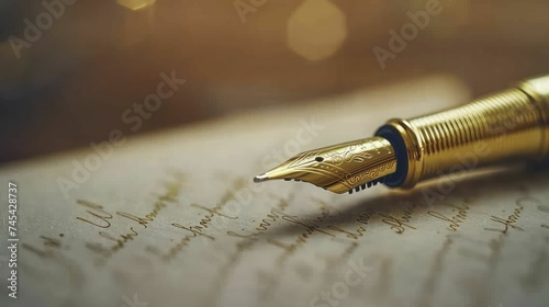 A gold pen seals contracts, marking success and goal attainment.