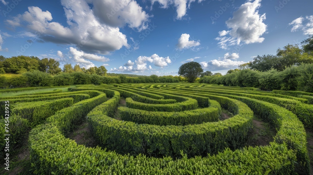 A maze showcasing problem-solving, guidance, and navigation success with a clear central path.