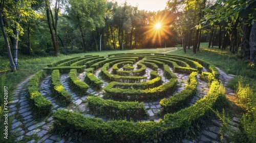 A maze with a clear path leading to the center, representing problem-solving, guidance, and success in navigation.