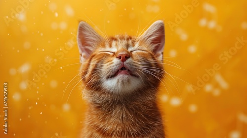  a close up of a cat's face with it's eyes closed and it's eyes closed and it's eyes closed with it's eyes closed.