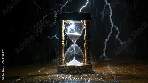 Thunder strikes an hourglass, showing the swift pace of business decision-making.