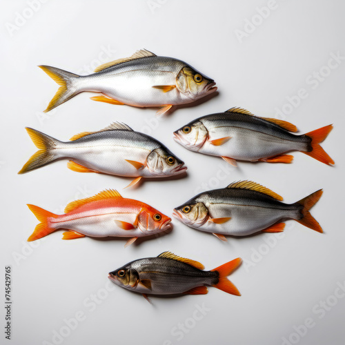colorful fishes on white background