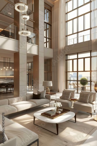 Interior designers planning the layout of a high-end residential penthouse,