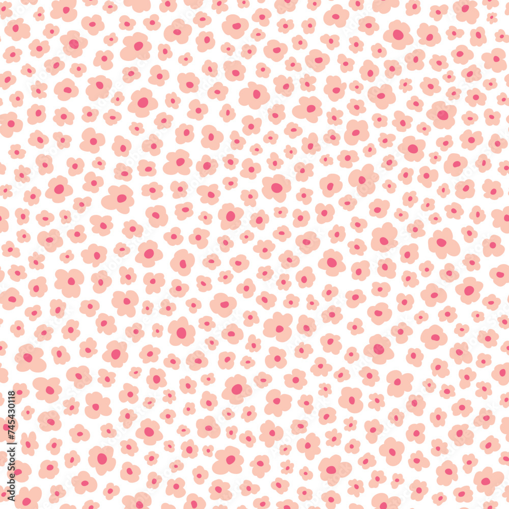 Cute pink spring flowers seamless pattern tile. Floral vector texture illustration on transparent background Cute pink spring flowers seamless pattern tile. Floral vector texture illustration on transparent background