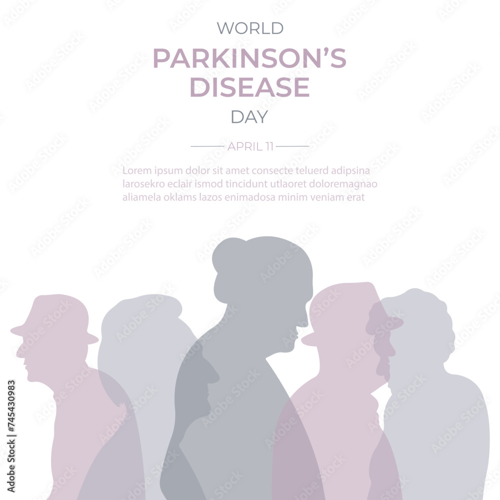 World Parkinson's Day. Vector illustration with silhouettes of elderly people.