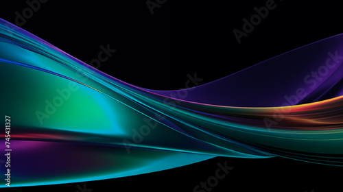 Green, Purple, Orange digital wave background. Green wave