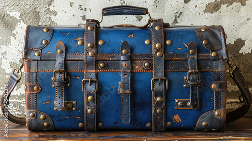 Nostalgic Travel Theme: Vintage Suitcase in Deep Navy © Sekai