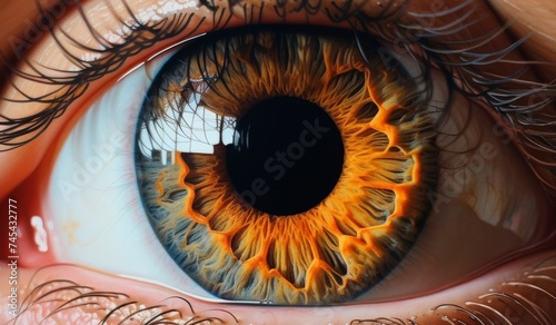 Macro Shot of Human Eye with Orange Iris