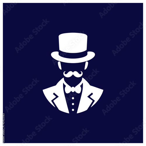 top hat man mustache vector silhouette siluet