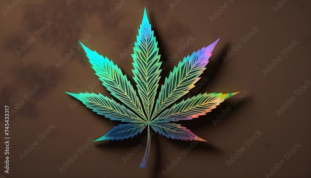 Holo cannabis leaf symbol on brown canvas artwork Holo cannabis leaf symbol on brown canvas artwork