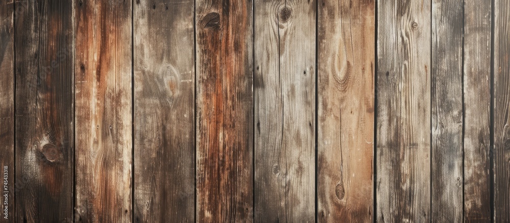 A wooden wall has been painted brown, creating a rustic and textured appearance. The natural grain of the wood adds depth to the overall look. A wooden wall has been painted brown, creating a rustic and textured appearance. The natural grain of the wood adds depth to the overall look.