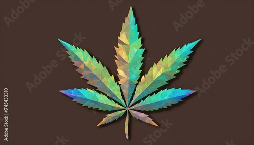 Holo cannabis leaf symbol on brown canvas artwork