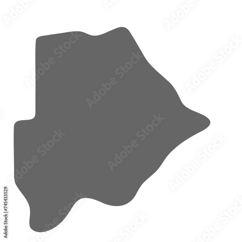Botswana country simplified map. Grey stylish smooth map. Vector icons isolated on white background.