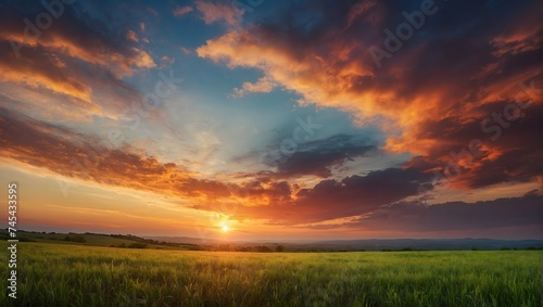 A colorful sunrise scene, symbolizing new beginnings and endless possibilities photo