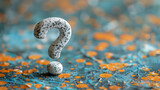 Textured Question Mark on Blue Bokeh Background