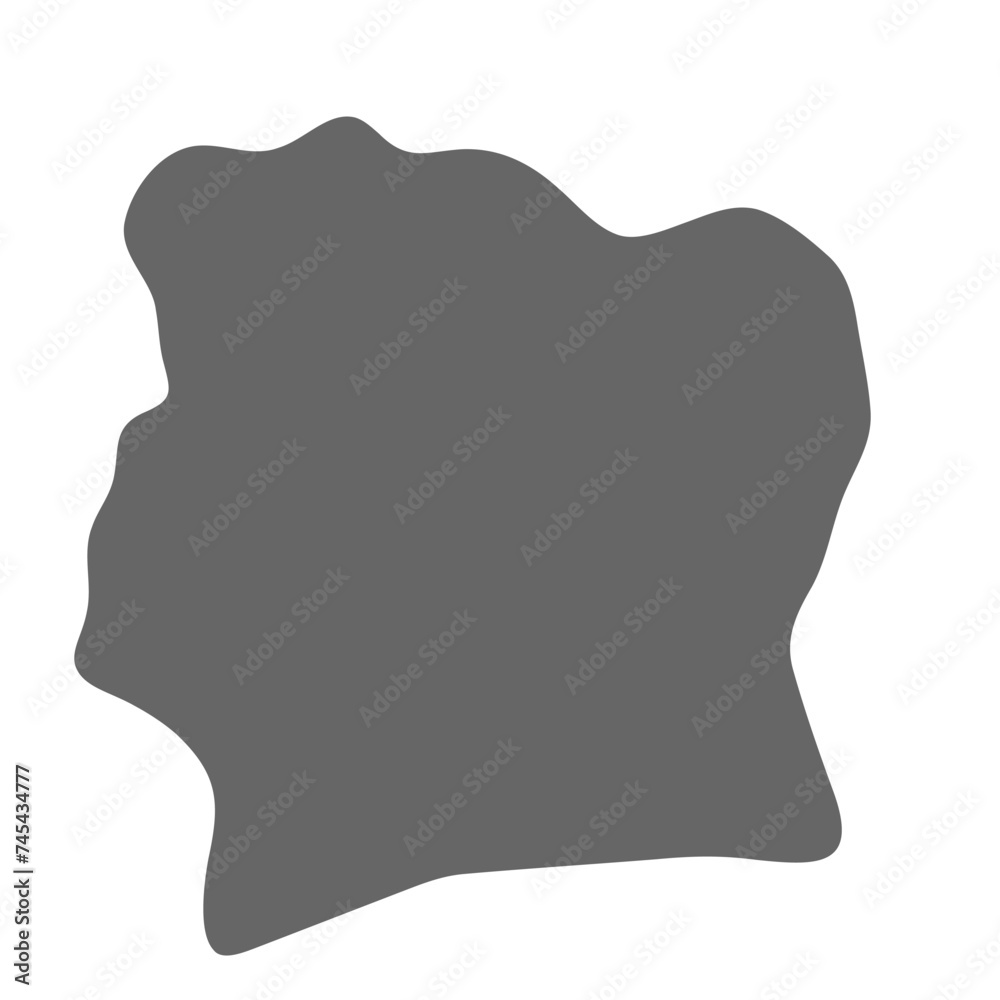 Ivory Coast country simplified map. Grey stylish smooth map. Vector icons isolated on white background.