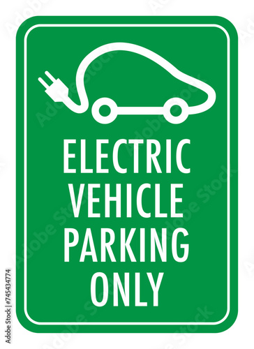 Vector graphic of sign for EV charging point and parking allowed only for electric vehicle
