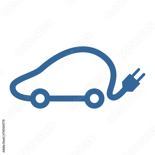 Vector graphic of electric car symbol with cable and plug