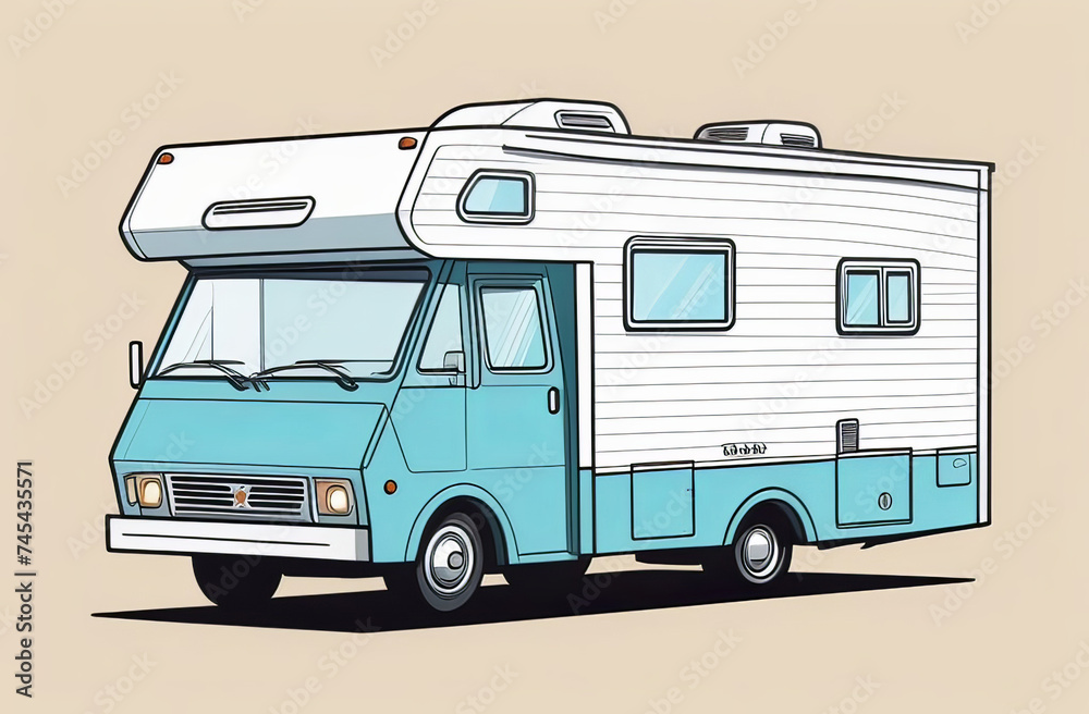simple style icon of campervan or motorhome isolated over plain background
