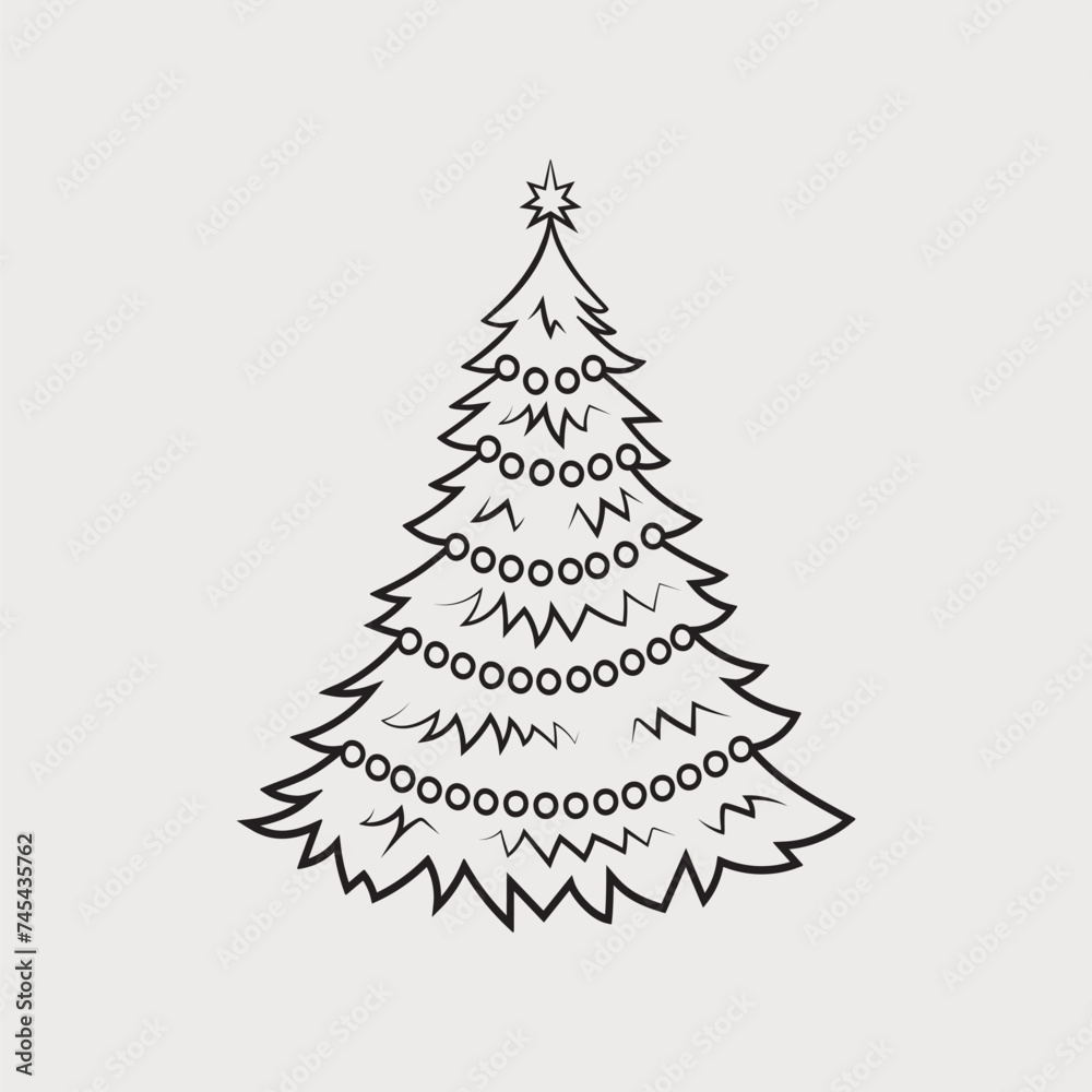 Abstract Christmas Tree, Christmas tree icon, Vector illustration