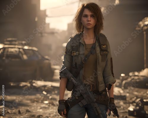 portrait of a person in a dystopian city