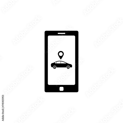 Smartphone with Taxi Service Flat Vector Icon