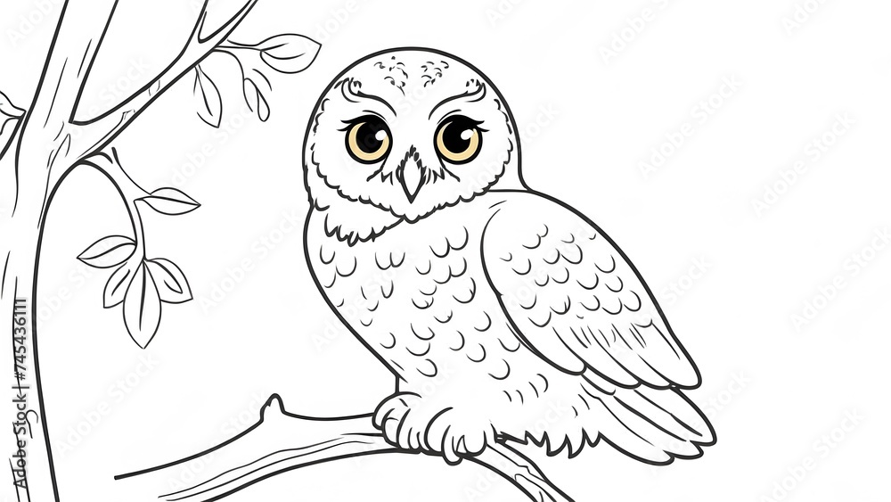 Naklejka premium Whisper of the Wild: Enchanting Owl Outline Perched in Serenity