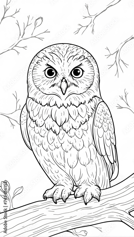 Fototapeta premium Whisper of the Wild: Enchanting Owl Outline Perched in Serenity