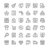 Ecommerce icons set. Vector line icons. Black outline stroke symbols