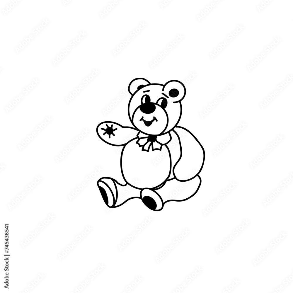 toy bear, sketch vector illustration, isolated on a white background. toy bear, sketch vector illustration, isolated on a white background.