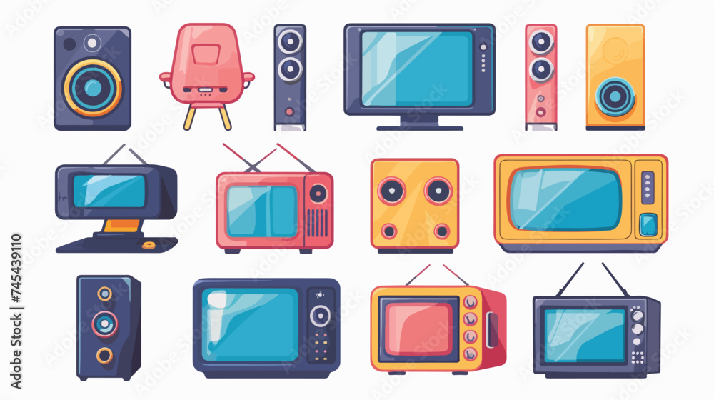 Tv and Speakers Icon. Electronic Appliances and Supp