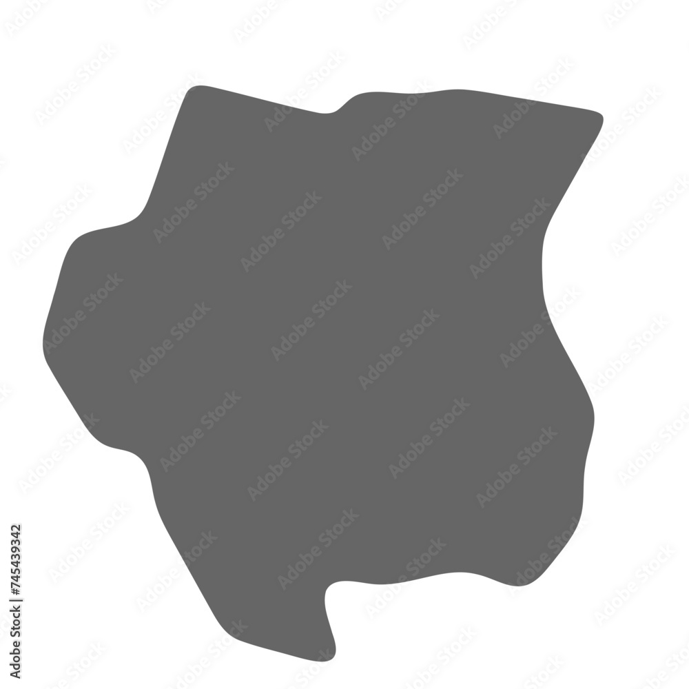 Suriname country simplified map. Grey stylish smooth map. Vector icons isolated on white background.