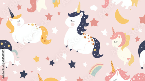 Unicorn Sleep Dream Decoration Seamless Pattern Pink