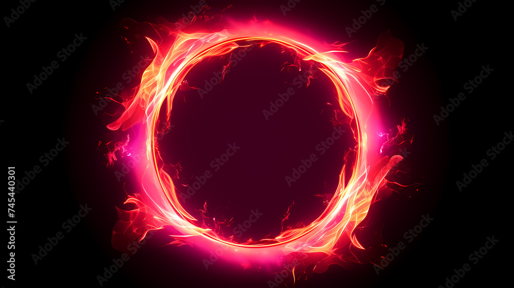 Lighting effect, bright illuminated circles on dark background Lighting effect, bright illuminated circles on dark background