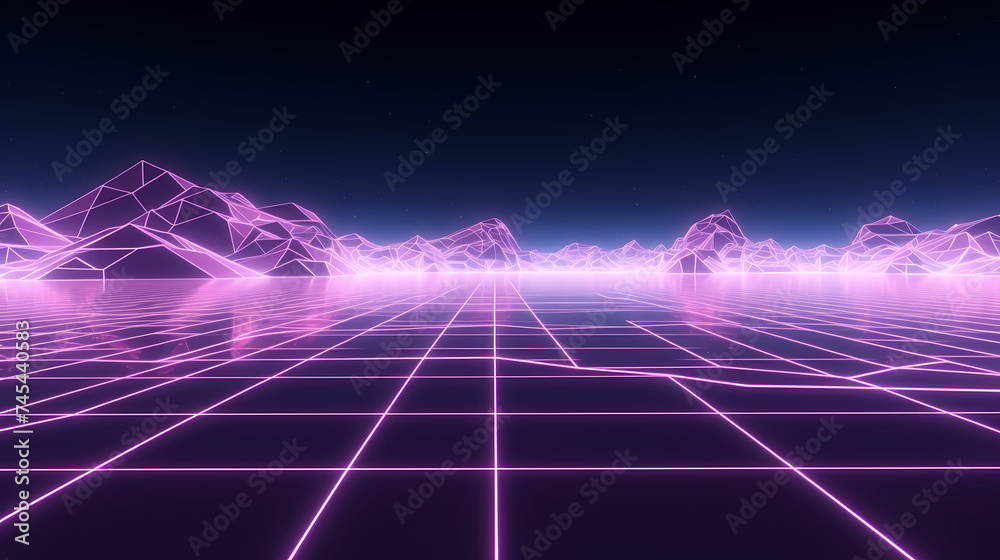 Cyberspace grid background, blockchain and abstract technology background